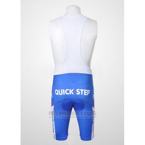 2011 Fahrradbekleidung Quick Step Floor Wei und Azurblau Trikot Kurzarm und Tragerhose - zum Schließen ins Bild klicken